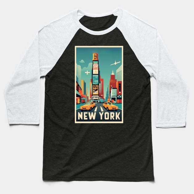 A Vintage Travel Art of New York - US Baseball T-Shirt by goodoldvintage